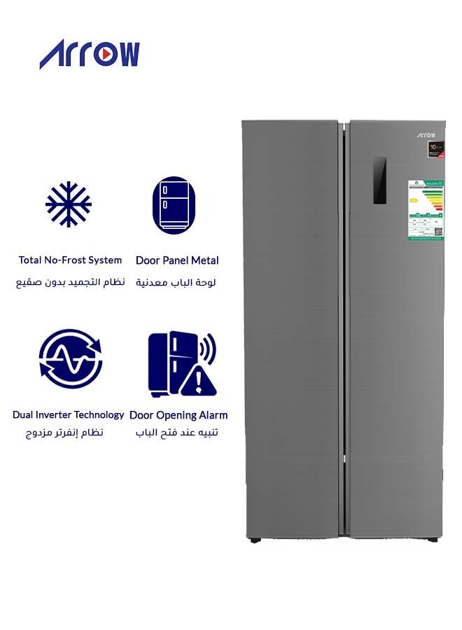 ARROW 429-Liter 15.2 Cubic Feet, Frost Free Double Door Refrigerator With Power Saving  Digital Control Panel Silver Colour RO-700SNS - Image 4