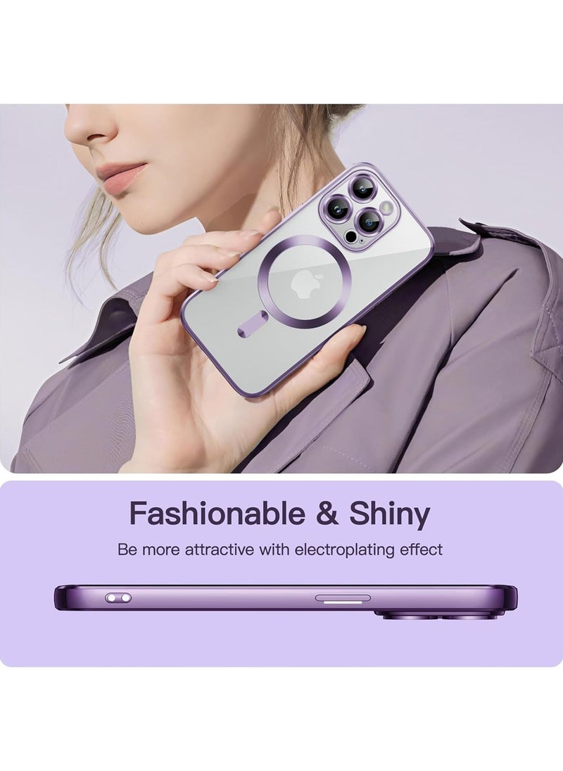 Generic - iPhone 14 Pro Max Magnetic Case,Support MagSafe Charger Wireless Anti-Scratch Shockproof Clear Four Corner Cushion Screen Protector Anti-Dropping Full Body Protection Cover Purple - Image 1