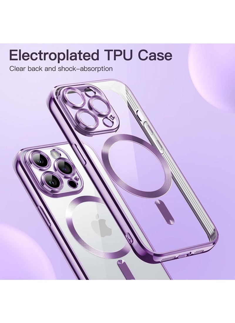 Generic - iPhone 14 Pro Max Magnetic Case,Support MagSafe Charger Wireless Anti-Scratch Shockproof Clear Four Corner Cushion Screen Protector Anti-Dropping Full Body Protection Cover Purple - Image 1