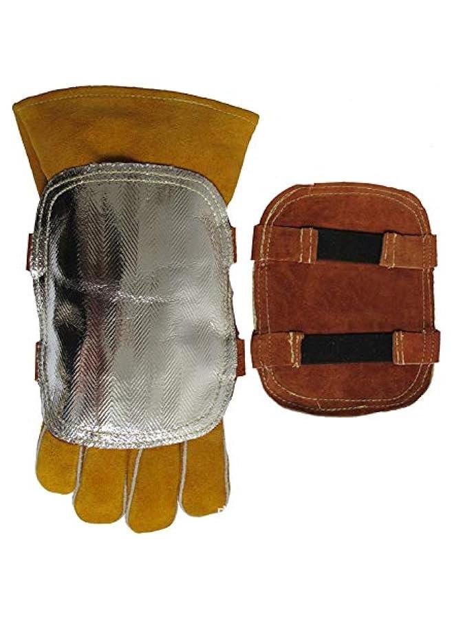 Welding Hand Pad, Reflective Aluminized Back Heat Shield, Split Cowhide Leather - Image 1