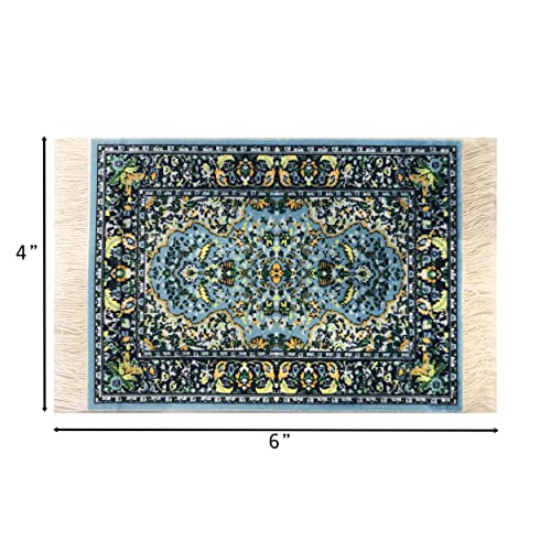 Inusitus Rug Coasters, Set of 4 Turkish Carpet Style Table Drink mats, Absorbent Kitchen and Dining Accessories, Spill & drip Protection, Rectangular - Image 3