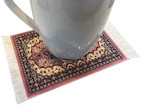 Inusitus Rug Coasters, Set of 4 Turkish Carpet Style Table Drink mats, Absorbent Kitchen and Dining Accessories, Spill & drip Protection, Rectangular - Image 5