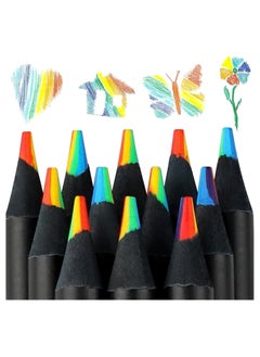 Dominy 16 PCS Black Wooden Rainbow Colored Pencils,Multicolored Pencils for Kids, Art Drawing And Students in Classroom or School  - Image 1