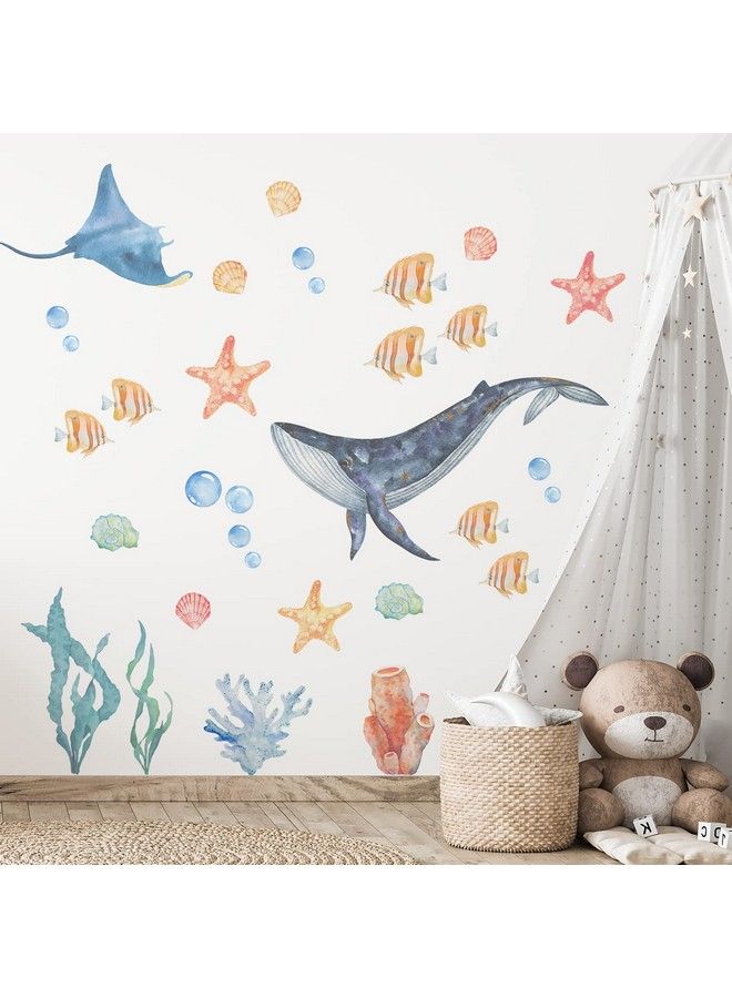 FUNLIFE Watercolor Wall Decals Peel And Stick Ocean Animals Wall Stickers Under The Sea Wall Decal Stickers For Kids Room Bedroom Playroom Nursery Room Sea Animals 2 - Image 5