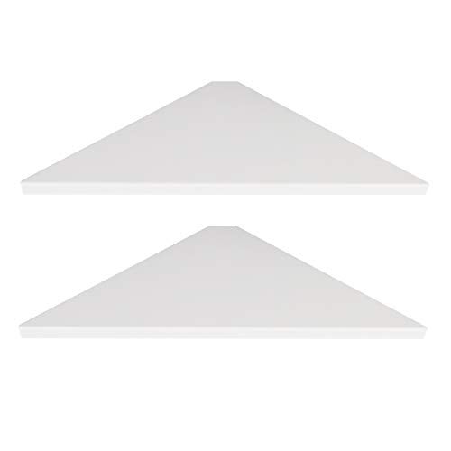 evron Corner Mounting Shelf Set of 2 – Easy to Install Floating Wall Shelves with Wood Grain Finish, Durable and Waterproof ABS Plastic for Kitchen, Bathroom, Living Room Home Décor - Image 1