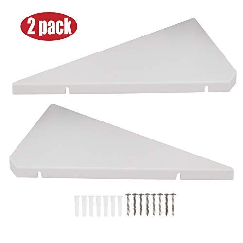 evron Corner Mounting Shelf Set of 2 – Easy to Install Floating Wall Shelves with Wood Grain Finish, Durable and Waterproof ABS Plastic for Kitchen, Bathroom, Living Room Home Décor - Image 2