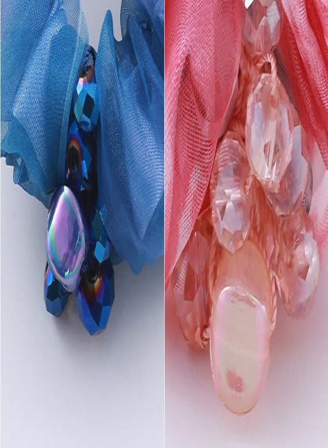 KINFENE Elegant Bling Boho Lace Fabric Crystal Beads Hair Ties Hair Ropes Hair Scrunchies Elastics Ponytail Holders Hair Jewelry Hair Wrist Ties Bands Scrunchies Hair Accessory for Show Gym Dance Party for Girl Women (Colour) - Image 4