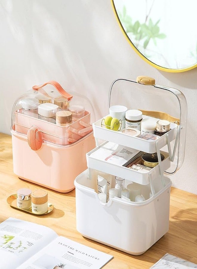 Stavae Plastic Makeup Organizer Storage Box, Cosmetics Display Case with Transparent Cover, Dustproof & Waterproof Cosmetics Storage Box, Suitable for Bathroom Countertop and Bedroom Vanity Dresser - Image 2