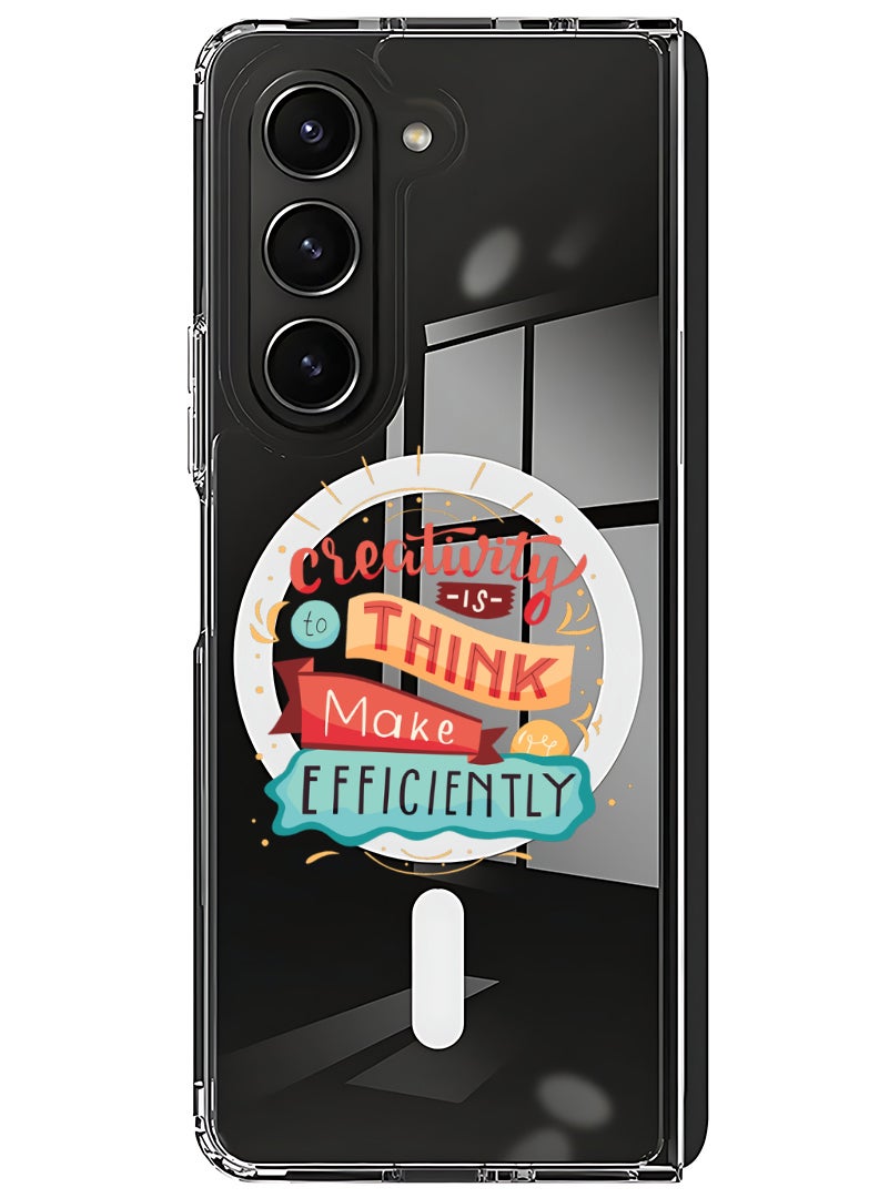 Theodor Magnetic Case for Samsung Galaxy Z Fold 5 Compatible with MagSafe Wireless Charging, Shockproof Phone Bumper Cover creativity is to think - Image 1
