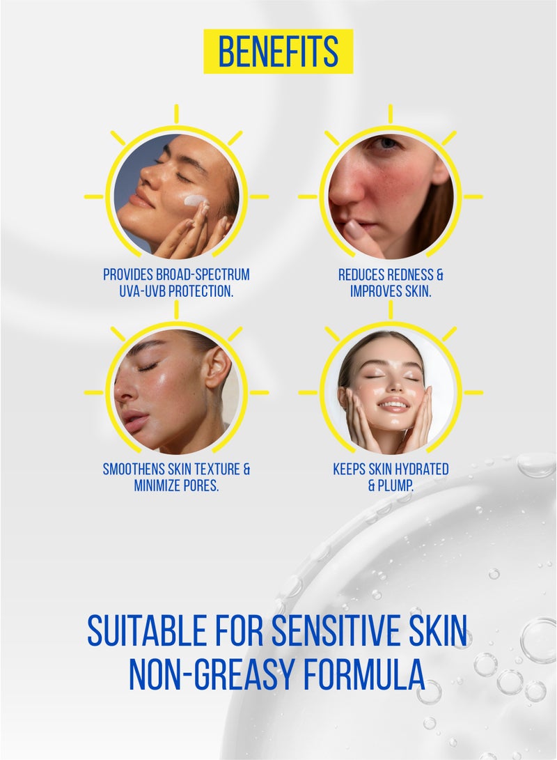 Malika Sunshield Sunscreen for Face 50ml | 2-in-1 Makeup Primer & SPF 50 Sunscreen | Tinted Moisturizer with SPF | No White Cast Korean Sunscreen - Image 3
