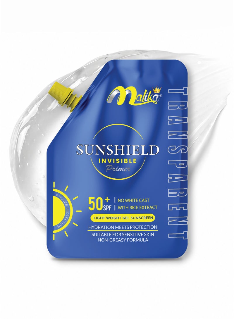 Malika Sunshield Sunscreen for Face 50ml | 2-in-1 Makeup Primer & SPF 50 Sunscreen | Tinted Moisturizer with SPF | No White Cast Korean Sunscreen - Image 1