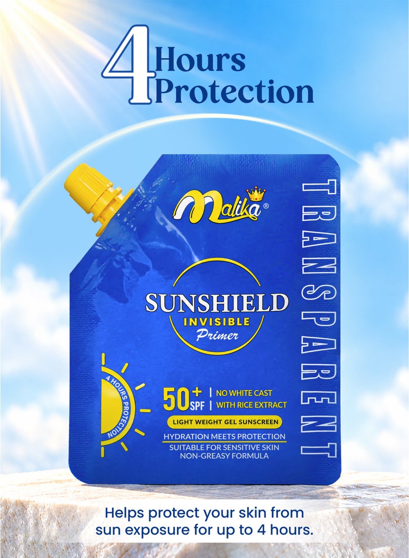مليكا مالیكا Sunshield واقي الشمس للوجه 50ml | واقي شمس SPF 50 وأساس مكياج 2 في 1 | مرطّب ملوّن مع SPF | واقي شمس كوري بدون بقع بيضاء - Image 3
