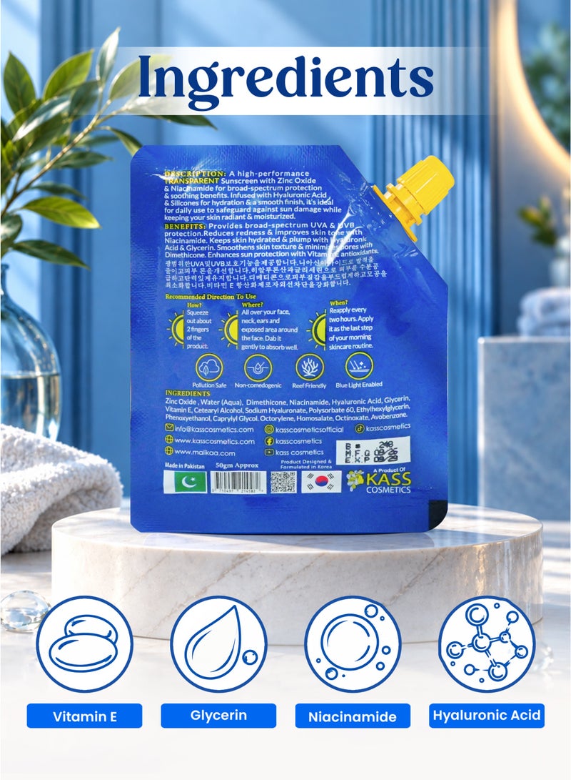 مليكا مالیكا Sunshield واقي الشمس للوجه 50ml | واقي شمس SPF 50 وأساس مكياج 2 في 1 | مرطّب ملوّن مع SPF | واقي شمس كوري بدون بقع بيضاء - Image 4
