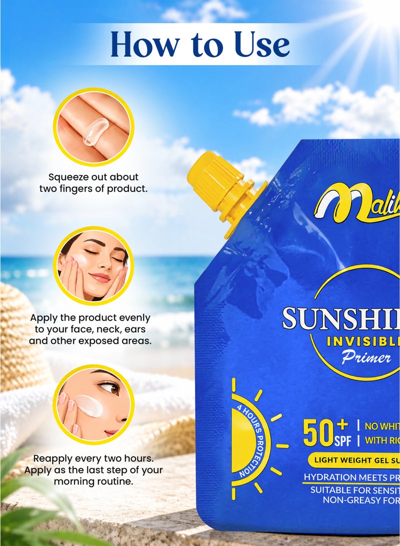 مليكا مالیكا Sunshield واقي الشمس للوجه 50ml | واقي شمس SPF 50 وأساس مكياج 2 في 1 | مرطّب ملوّن مع SPF | واقي شمس كوري بدون بقع بيضاء - Image 5