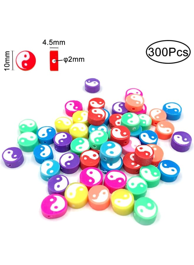 【Material】Yin Yang pattern beads are made of high-quality soft ceramic, safe and environmentally friendly, non-toxic and tasteless, with clear pattern printing and bright colors. 【age】The age contains 300 pieces of Yin Yang pattern beads. The quality of the product is reliable and the quantity is sufficient, which can well meet your needs. 【Specification】Yin Yang pattern beads have a diameter of 10 mm, a thickness of 4.5 mm, and a hole diameter of 2 mm. Please refer to the product size picture before buying. 【Advantage】Yin Yang pattern beads are designed with Tai Chi style, with unique and creative styles, which are very popular among craft lovers. 【Application】Yin Yang pattern beads are very decorative, suitable for DIY bracelets, necklaces, pendants, hair accessories and other handicrafts. - Image 2