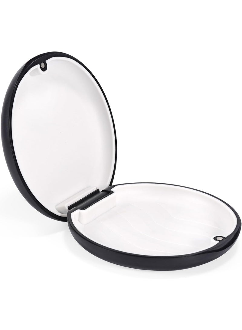 Gonice Retainer Case Mouthguard Case Denture Case with Magnetic Closure, Retainer Holder Denture Holder Container with Silicone Textured Liner - Black  - Image 1