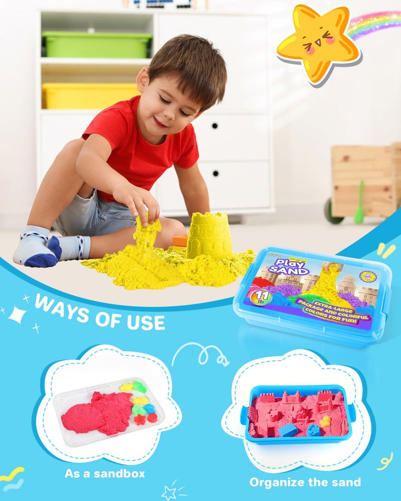AtMini Play Sand for Kids, 11lbs of 6 Colored Sands, Magic Sand Bulk, Play Sand for Sandbox Sensory Sand Kit for Boys and Girls (Blue Tray) - Image 5