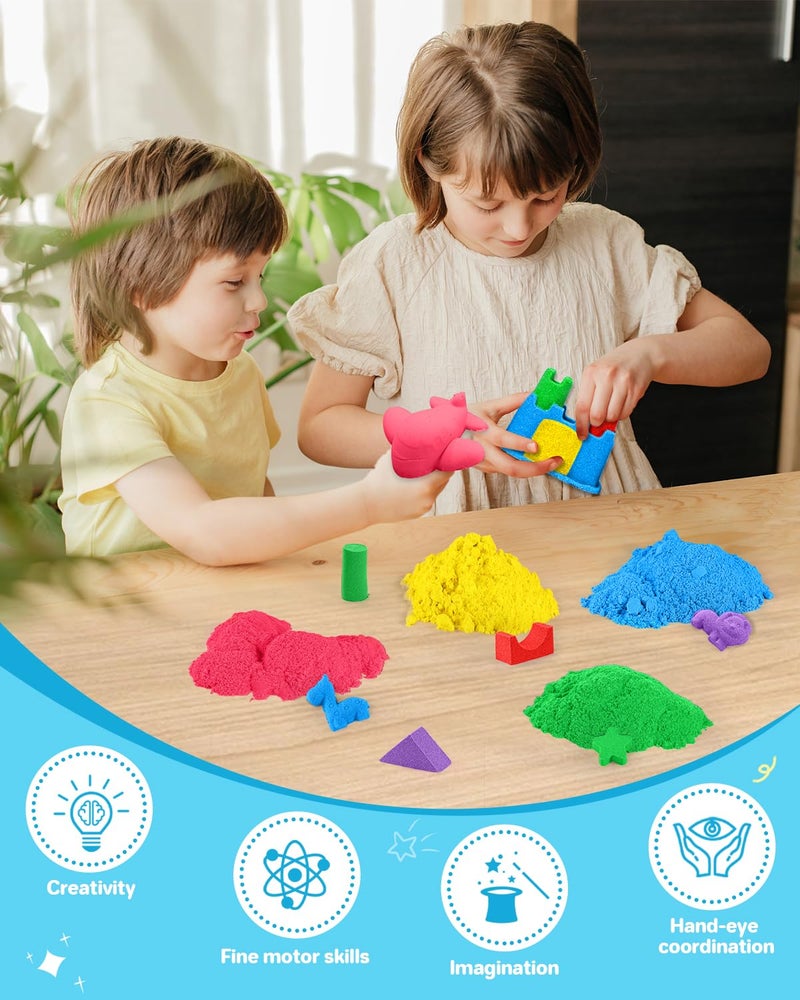 AtMini Play Sand for Kids, 11lbs of 6 Colored Sands, Magic Sand Bulk, Play Sand for Sandbox Sensory Sand Kit for Boys and Girls (Blue Tray) - Image 4
