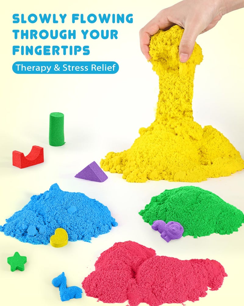 AtMini Play Sand for Kids, 11lbs of 6 Colored Sands, Magic Sand Bulk, Play Sand for Sandbox Sensory Sand Kit for Boys and Girls (Blue Tray) - Image 3