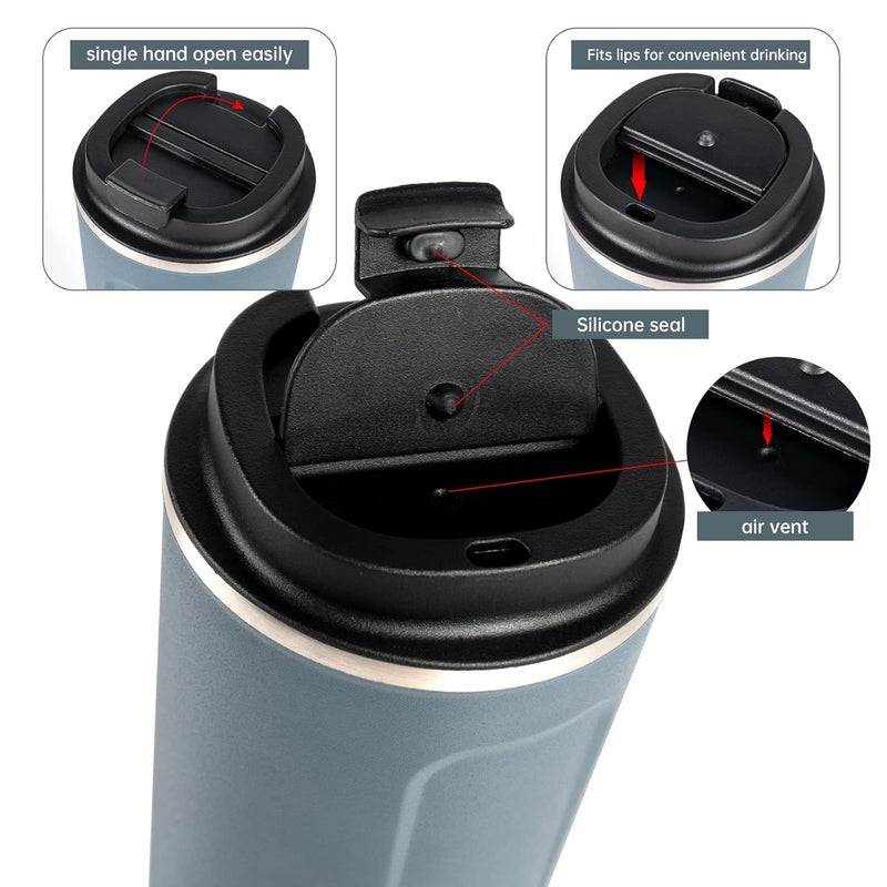 binoa Travel Coffee Mug 17 oz Insulated Tumbler Coffee Cups with Lids Spill Proof Leakproof Stainless Steel Double Wall Vacuum Tumblers for Iced Hot Coffee Gift for Mothers Fathers Christmas Days - Image 4