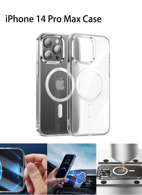 iPhone 14 Pro Max Magsafe Case 6.7 Inch Slim Magnetic Case Yellowing-Resistant Shock Absorption Anti-Scratch Hard Back Crystal Case iPhone 14 Pro Max Case Transparent