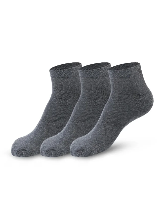 Ampm Mens Cotton-blended Low cut Sneaker Socks (PACK OF 3) Double cushioned Sole, Ultra-Soft touch, Secure Gentle Grip, Reinforced stitch, Skin Friendly - GREY
