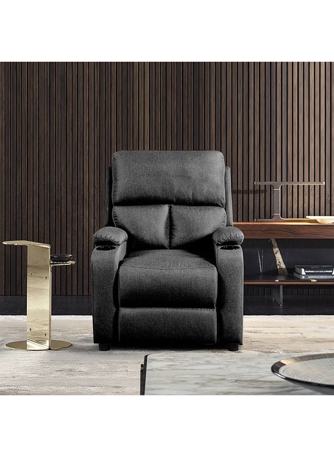 DANUBE HOME Mystic 1 Seater Fabric Pushback Recliner With Cup Holder Relaxing Chair Modern Design One Seat Sofas Comfortable Living Room Furniture L 83 x W 93 x H 103 cm Grey  - Image 1