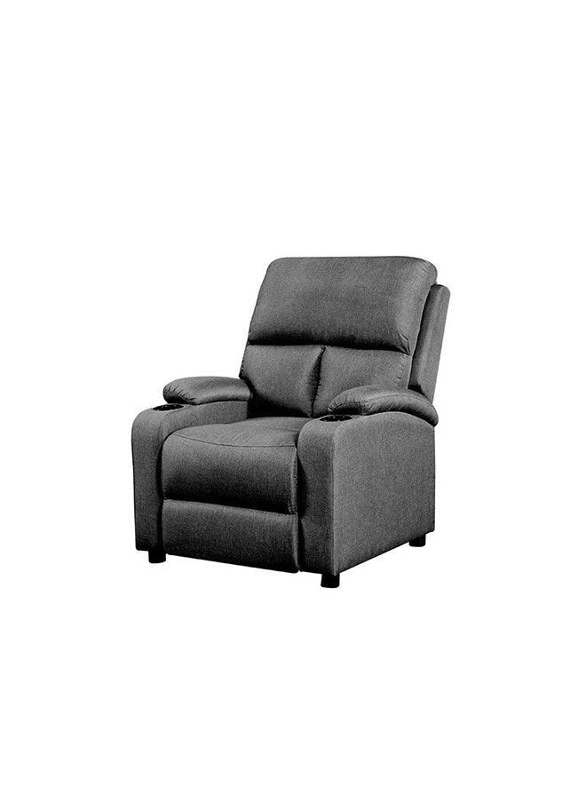 DANUBE HOME Mystic 1 Seater Fabric Pushback Recliner With Cup Holder Relaxing Chair Modern Design One Seat Sofas Comfortable Living Room Furniture L 83 x W 93 x H 103 cm Grey  - Image 2