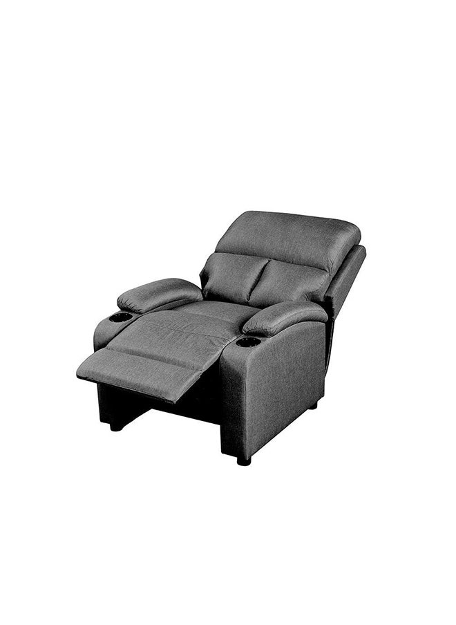 DANUBE HOME Mystic 1 Seater Fabric Pushback Recliner With Cup Holder Relaxing Chair Modern Design One Seat Sofas Comfortable Living Room Furniture L 83 x W 93 x H 103 cm Grey  - Image 5