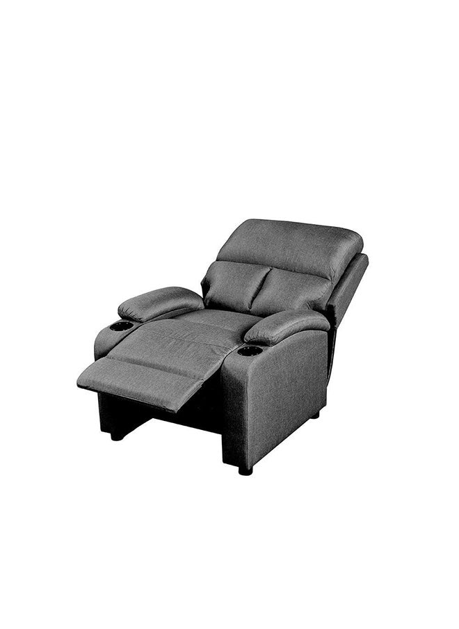 DANUBE HOME Mystic 1 Seater Fabric Pushback Recliner With Cup Holder Relaxing Chair Modern Design One Seat Sofas Comfortable Living Room Furniture L 83 x W 93 x H 103 cm Grey  - Image 4