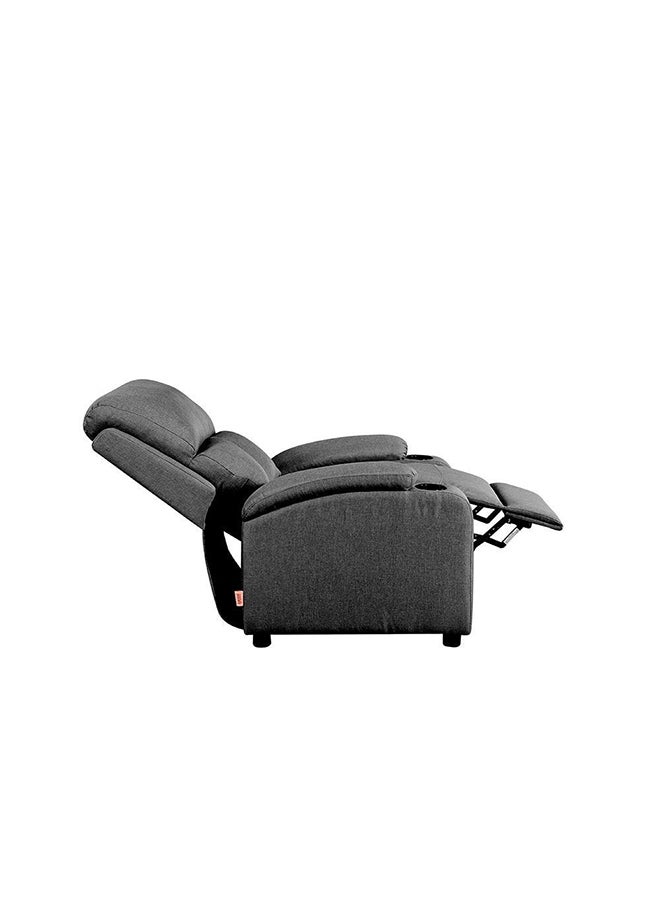 Mystic 1 Seater Fabric Pushback Recliner With Cup Holder Relaxing Chair Modern Design One Seat Sofas Comfortable Living Room Furniture L 83 x W 93 x H 103 cm Grey