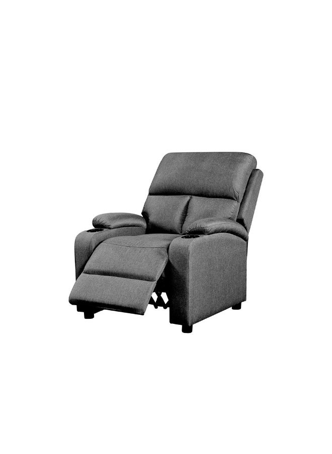 DANUBE HOME Mystic 1 Seater Fabric Pushback Recliner With Cup Holder Relaxing Chair Modern Design One Seat Sofas Comfortable Living Room Furniture L 83 x W 93 x H 103 cm Grey - Image 5
