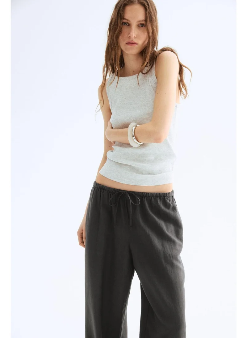 H&M Straight linen-blend trousers