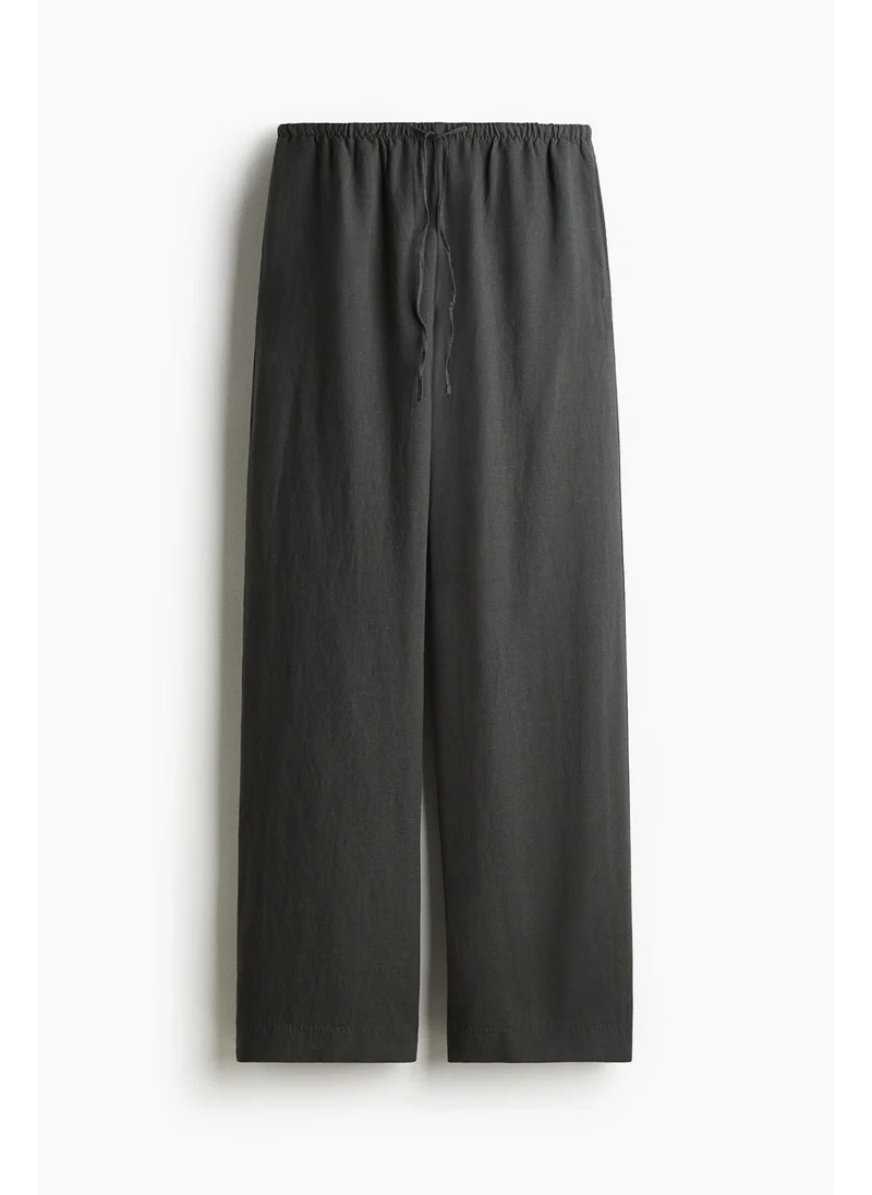 H&M Straight linen-blend trousers