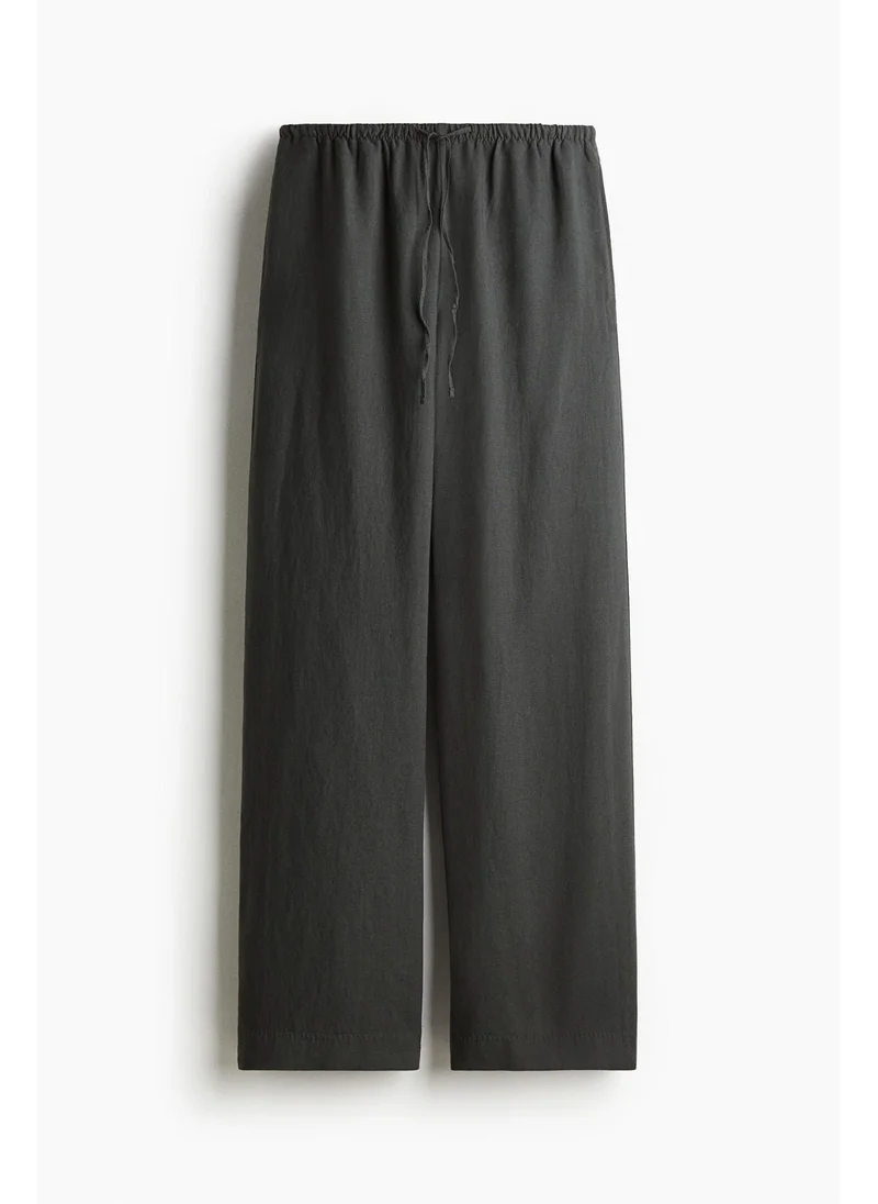 H&M Straight linen-blend trousers