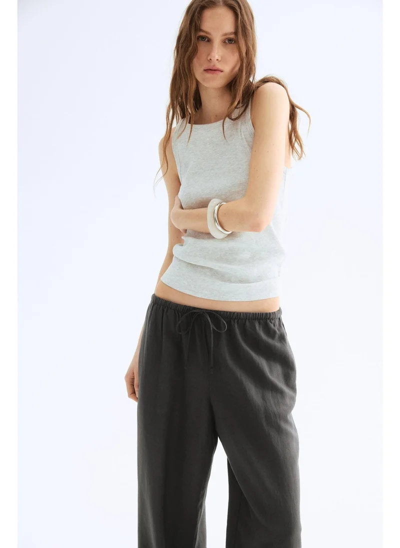 اتش اند ام Straight linen-blend trousers