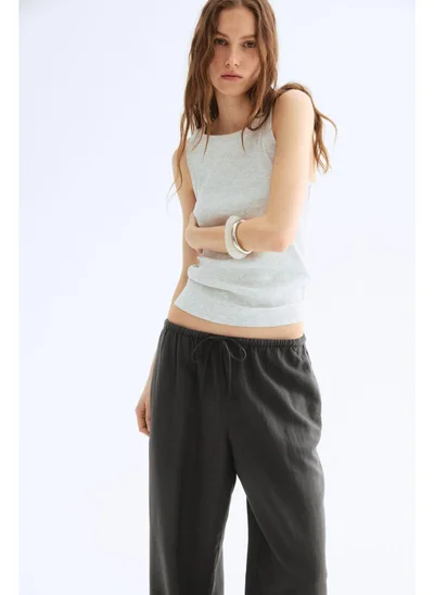 H&M Straight linen-blend trousers
