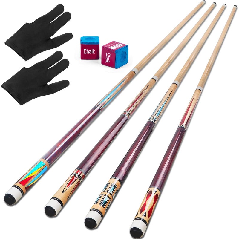 AKLOT Pool Cue,Pool Cues Set of 4 Pool 58" Cue Sticks Pool Cues Adult Canadian Maple Wood Cue Stick Pool Cues Adult 18 19 20 21 oz - Image 1