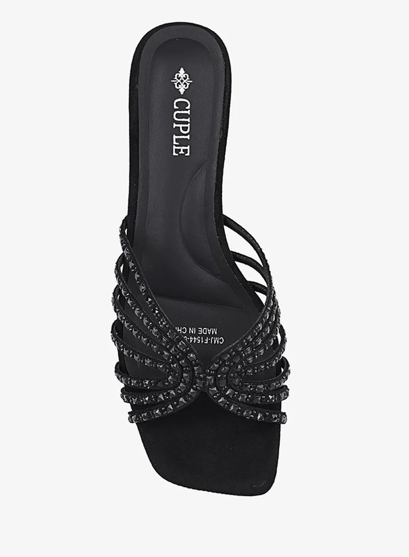 Cuple Black Women Flat Slide Sandals for Women | Best Price UAE