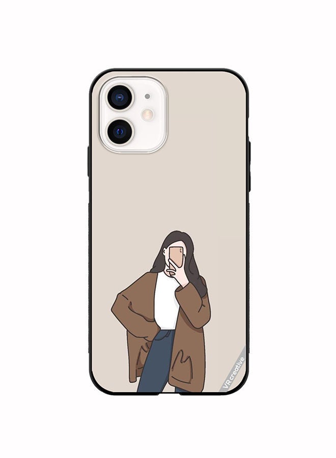 VR CREATIVE Protective Case Cover For Apple iPhone 12 Minimilist Girl Design Multicolour - Image 1