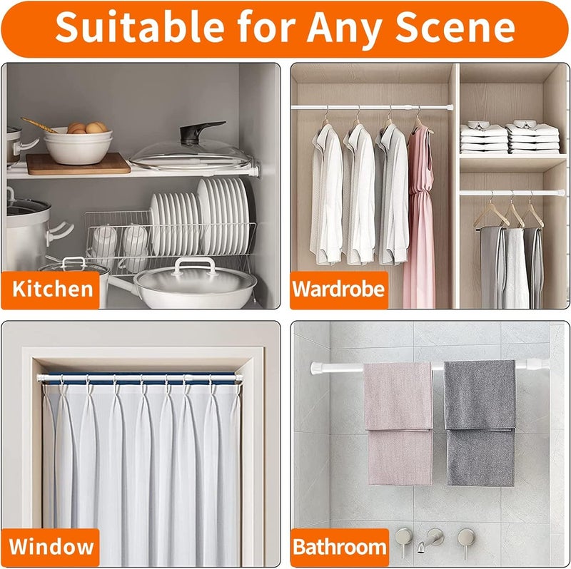 kimwason Tension Rods Room Divider, Premium Adjustable Curtain Tension Rod, 53-100 Inch Large Curtain Rod, No Drilling Tension Pole for Kitchen, Bathroom, Cupboard, Wardrobe, Window, Bookshelf DIY Project 1PCS - Image 5