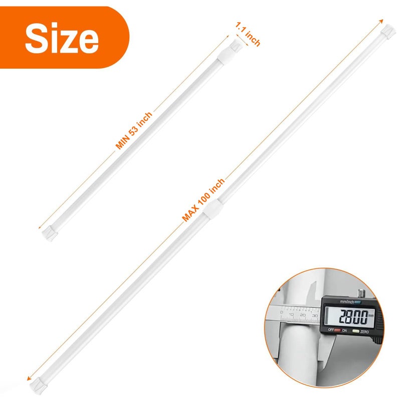 kimwason Tension Rods Room Divider, Premium Adjustable Curtain Tension Rod, 53-100 Inch Large Curtain Rod, No Drilling Tension Pole for Kitchen, Bathroom, Cupboard, Wardrobe, Window, Bookshelf DIY Project 1PCS - Image 2