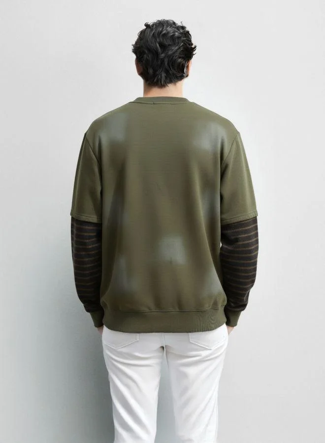 شركة المرآب الهندية Men Relaxed Fit Graphic Printed Crew Neck Full Sleeves Sweatshirt