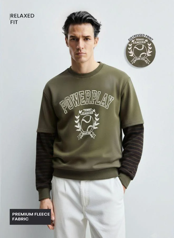 The Indian Garage Co Men Relaxed Fit Graphic Printed Crew Neck Full Sleeves Sweatshirt