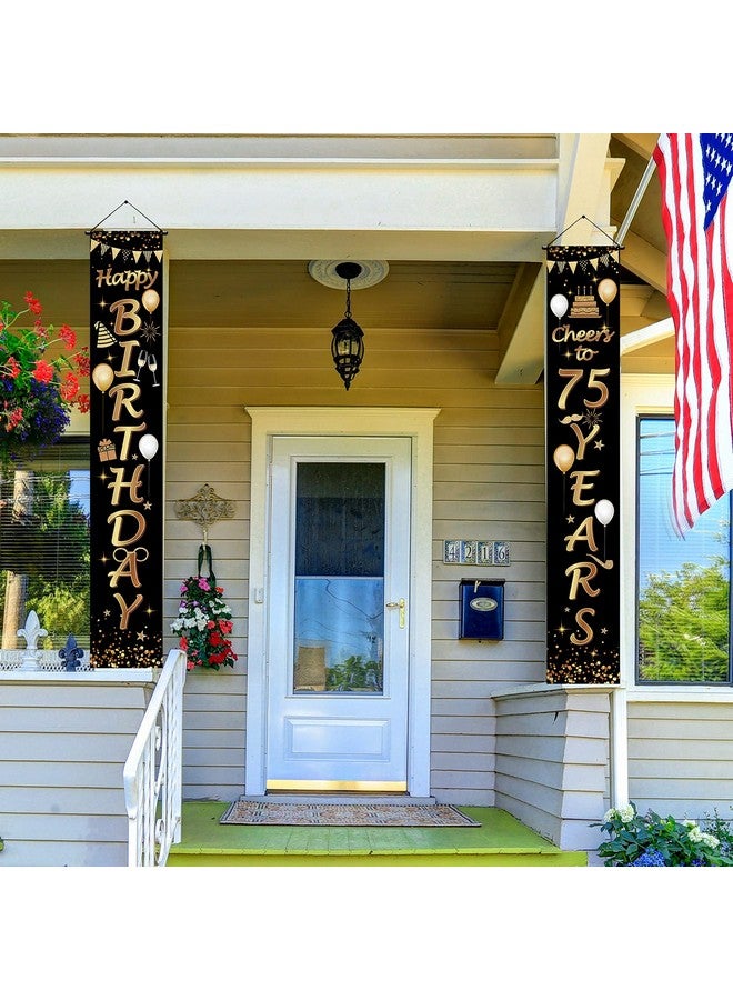 Sumind 2 Pieces 75th Birthday Party Decorations Cheers to 75 Years Banner Porch Sign Door Hanging Banner 75th Party Decorations Welcome Porch Sign for 75 Years Birthday Supplies, 71 x 12 Inches - Image 4
