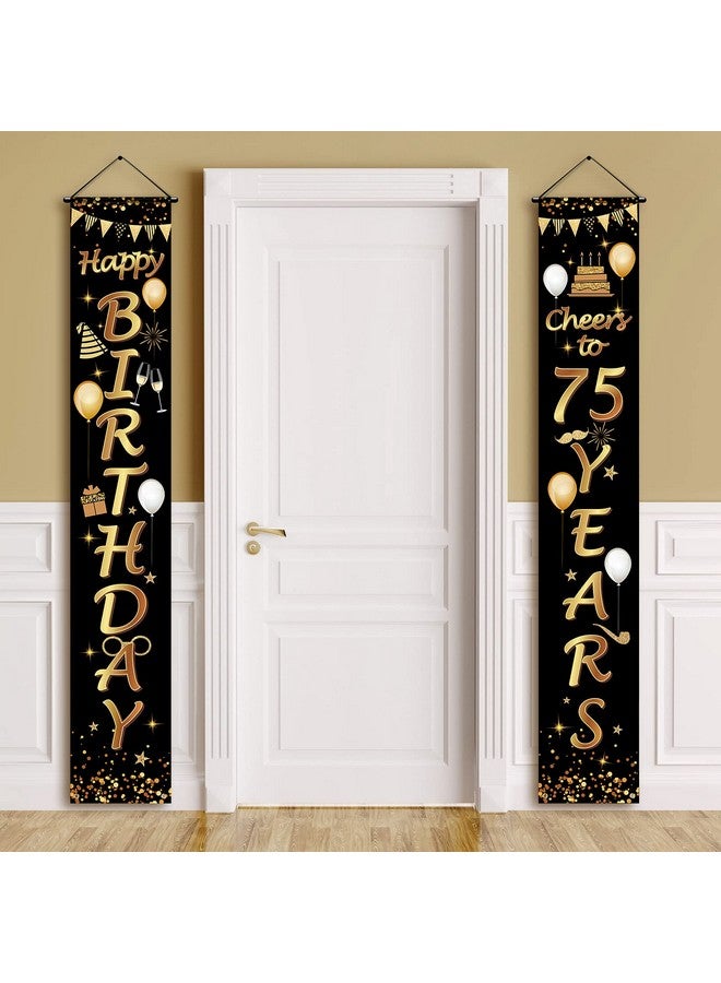 Sumind 2 Pieces 75th Birthday Party Decorations Cheers to 75 Years Banner Porch Sign Door Hanging Banner 75th Party Decorations Welcome Porch Sign for 75 Years Birthday Supplies, 71 x 12 Inches - Image 1