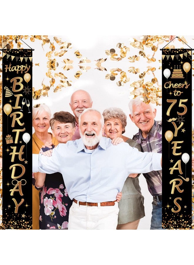 Sumind 2 Pieces 75th Birthday Party Decorations Cheers to 75 Years Banner Porch Sign Door Hanging Banner 75th Party Decorations Welcome Porch Sign for 75 Years Birthday Supplies, 71 x 12 Inches - Image 5