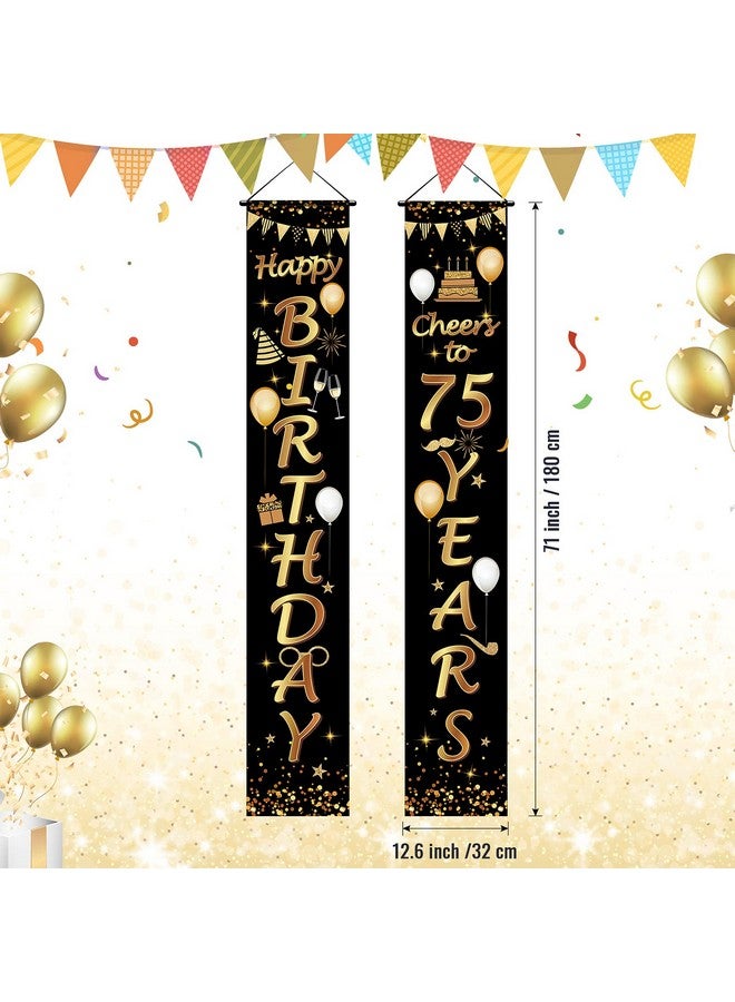 Sumind 2 Pieces 75th Birthday Party Decorations Cheers to 75 Years Banner Porch Sign Door Hanging Banner 75th Party Decorations Welcome Porch Sign for 75 Years Birthday Supplies, 71 x 12 Inches - Image 2