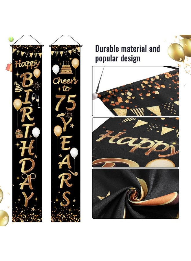 Sumind 2 Pieces 75th Birthday Party Decorations Cheers to 75 Years Banner Porch Sign Door Hanging Banner 75th Party Decorations Welcome Porch Sign for 75 Years Birthday Supplies, 71 x 12 Inches - Image 3
