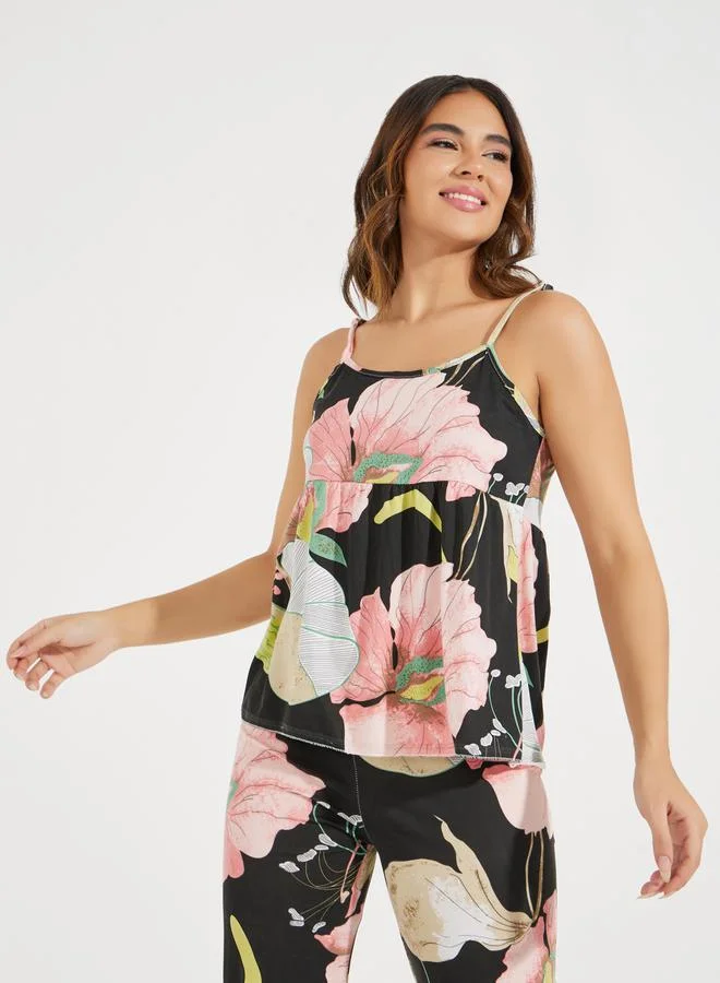 Styli Pack of 3- Floral Large Scale Cami, Robe & Pyjama